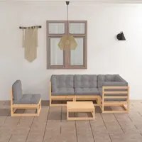 Set Divani da Giardino 6 pz con Cuscini Legno Massello di Pino 3076629