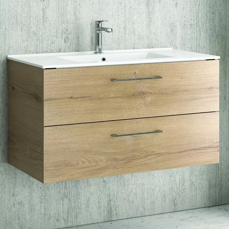 Mobile bagno 90 cm lavabo incasso e due cassetti NEL-90 - KAMALU
