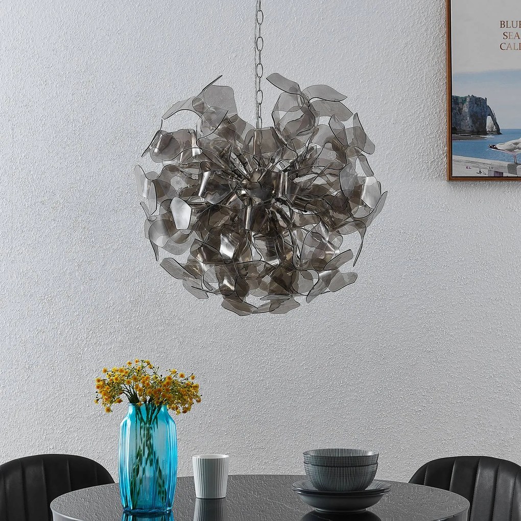 Lampada a sospensione Moscalina Lindby, dimmerabile, Alluminio / Grigio / Zincato, Soggiorno / Sala da pranzo, Metallo, Giovanile, Lampada a sospensione