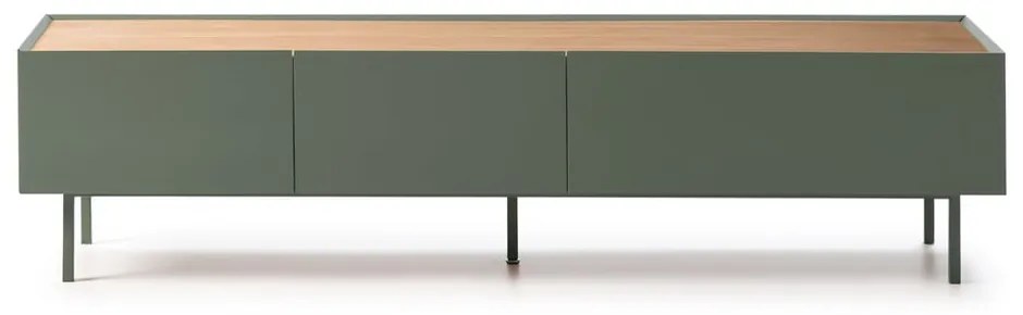 Tavolo TV in legno di rovere di colore verde-naturale 180x45 cm Arista - Teulat