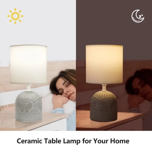 Aigostar - Lampada da tavolo 1xE14/40W/230V grigio/bianco