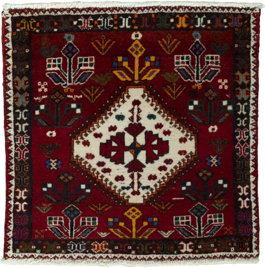 Shiraz Tappeto 60x70 Rosso (Iran) Annodato A Mano