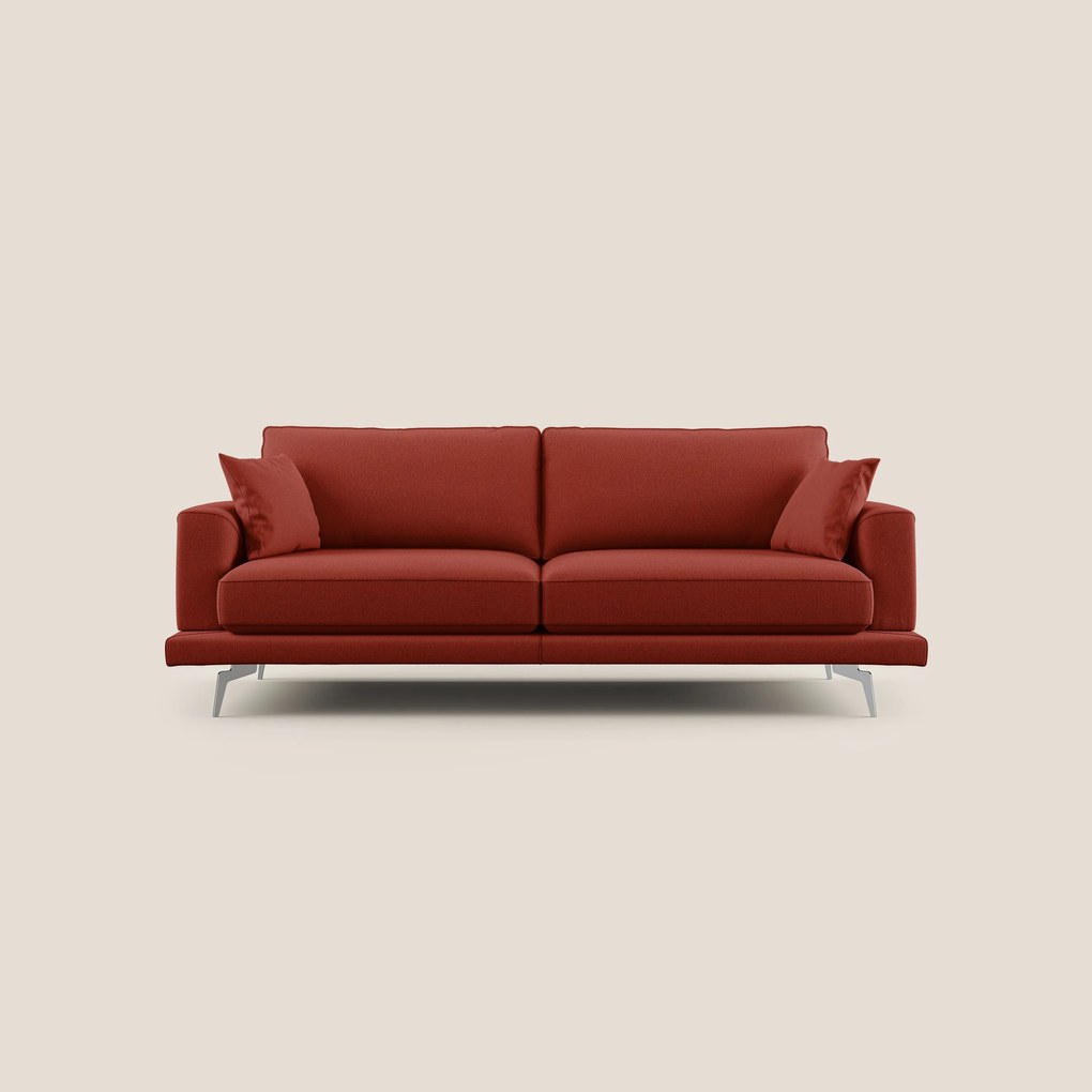 Dorian divano moderno in tessuto morbido antimacchia T05 collezione Autunno rosso 178 cm