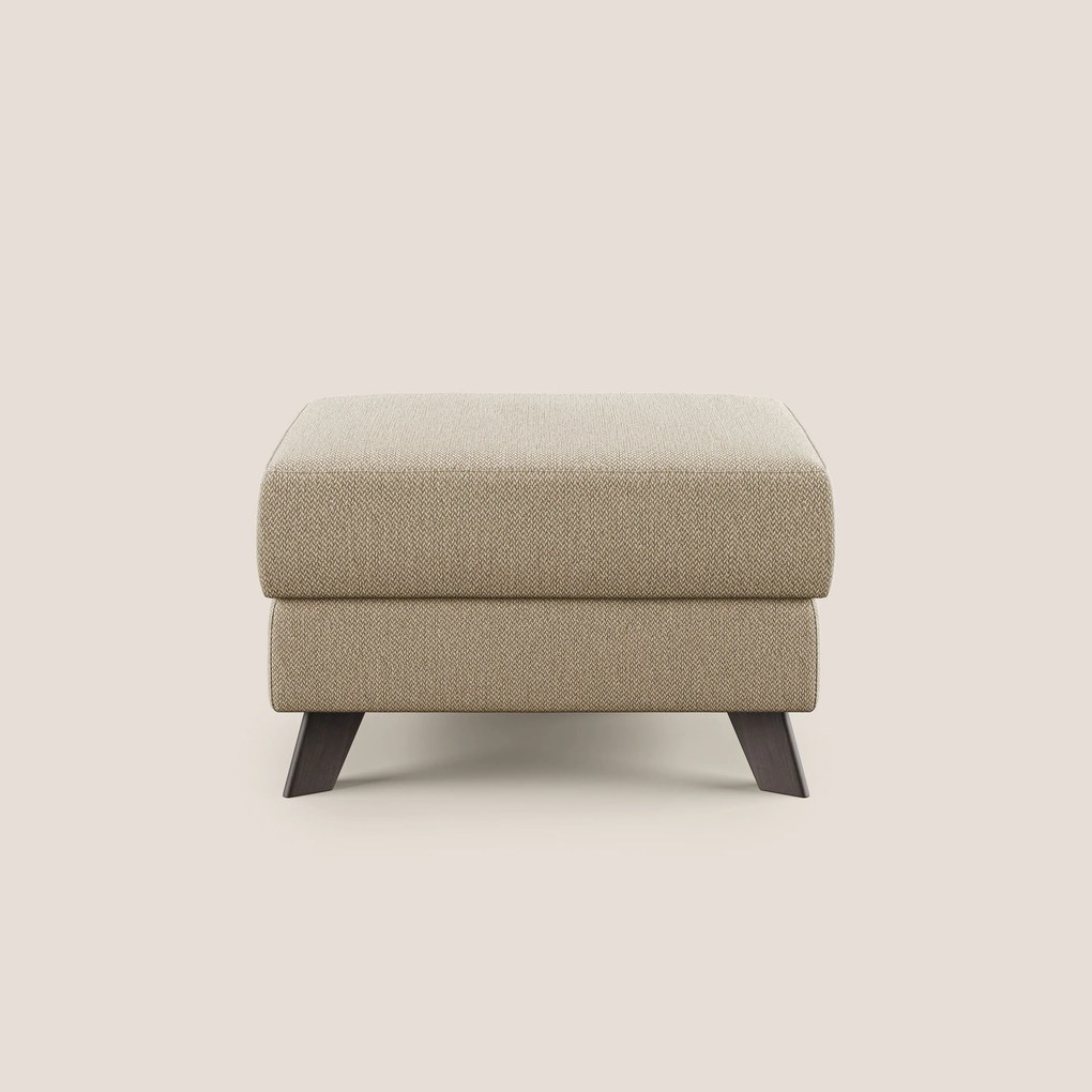 Moon Pouf contenitore e piedini alti in tessuto smacchiabile con acqua T05 beige