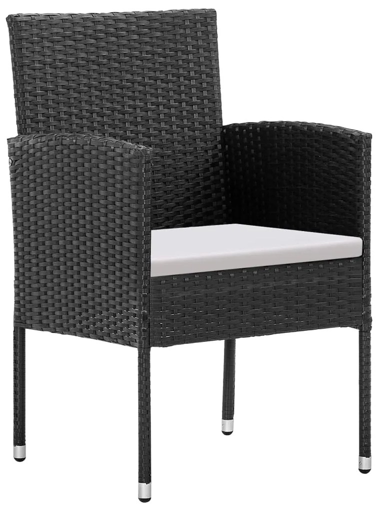 Set da pranzo da giardino 5 pz nero con cuscini in polyrattan