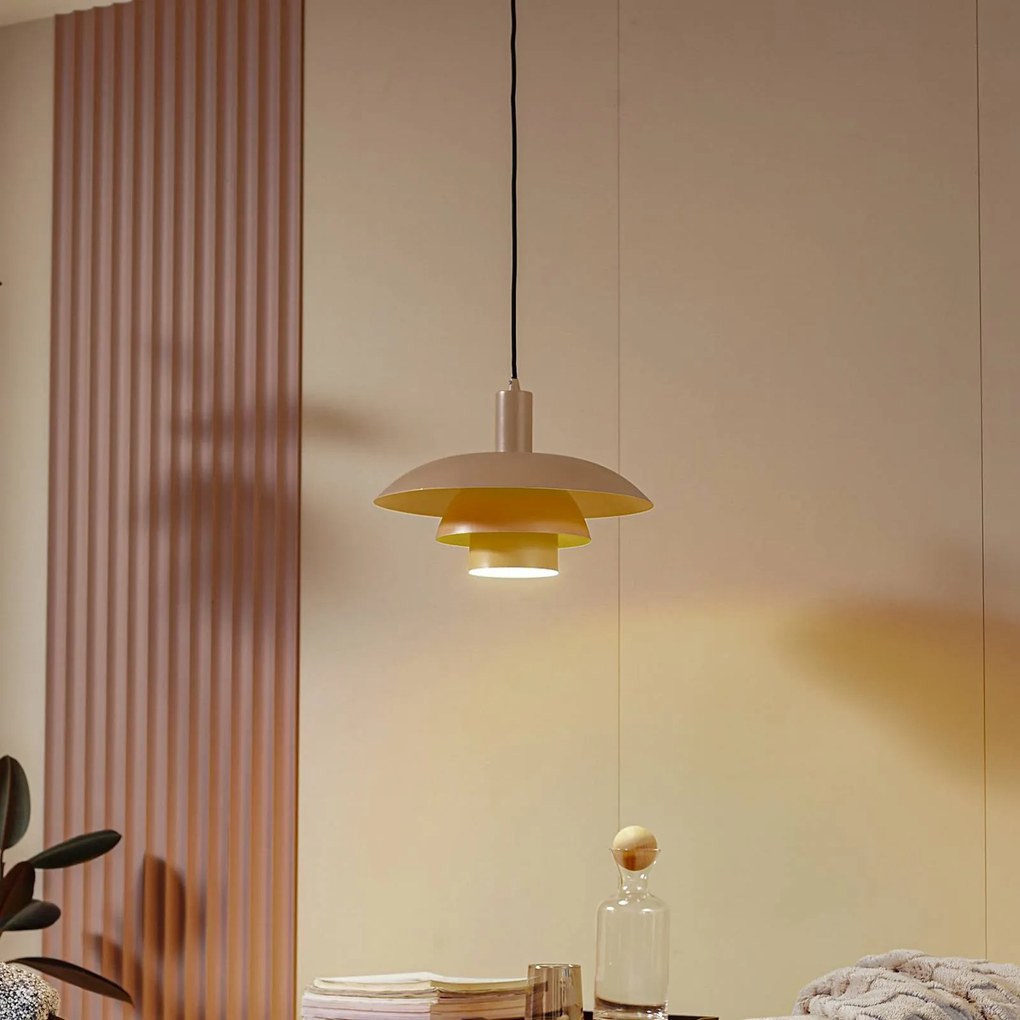 Lampada a sospensione Elorri Lindby, dimmerabile, Crema / Ambra, Soggiorno / Sala da pranzo, Metallo, Moderno, Lampada a sospensione