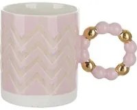 Tazza mug rosa zigzag 350 ml New Bone China