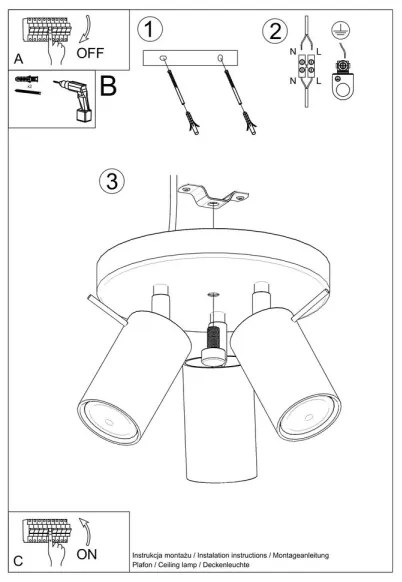 Sollux SL.1015 - Faretto RING 3xGU10/10W/230V bianco