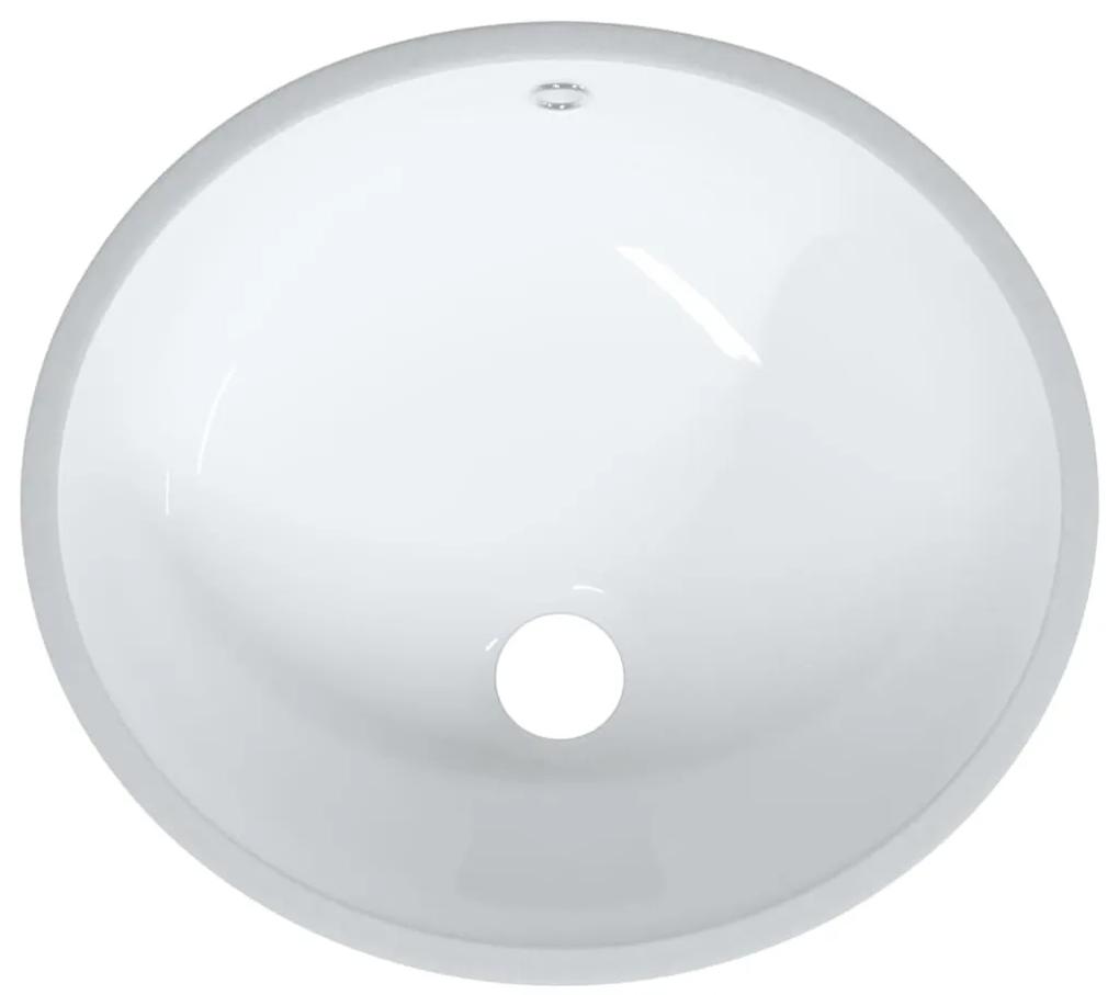 Lavandino da Bagno Bianco 38,5x33,5x19 cm Ovale in Ceramica