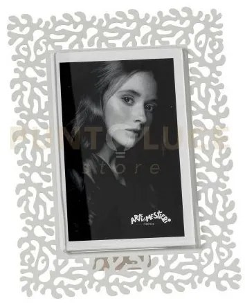 Portafoto di design corallo piccolo bianco marmo in ferro e polimet...