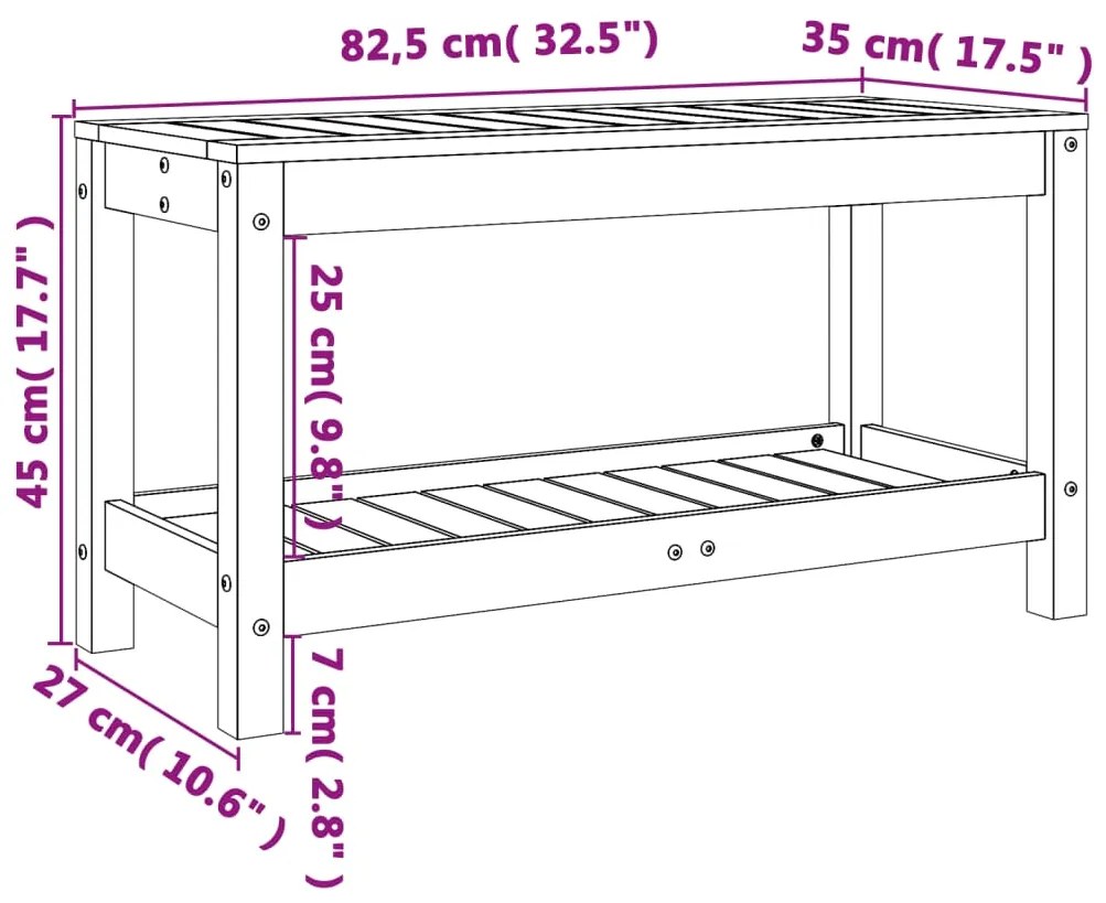 Panca da Giardino Bianca 82,5x35x45 cm Legno Massello di Pino