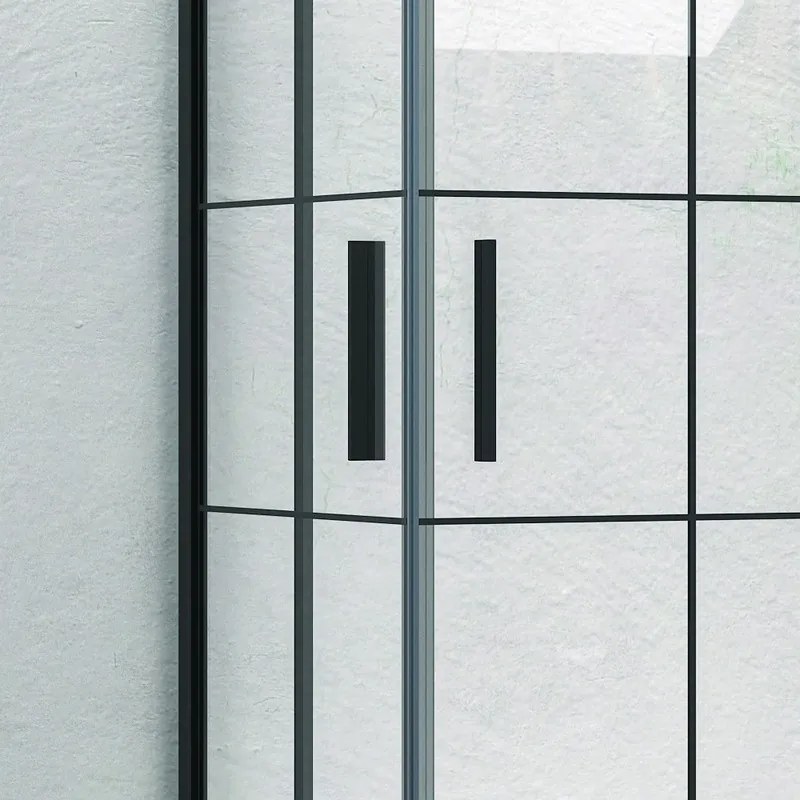 Box doccia 120x70 nero opaco con vetro a quadrati neri NICO-B1000 - KAMALU