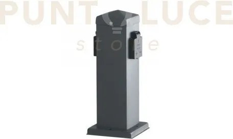 Paletto station antracite con 2 schuko 15a 2500w 12x12x30cm