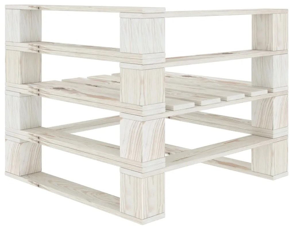 Divano da giardino ad angolo in pallet in legno bianco