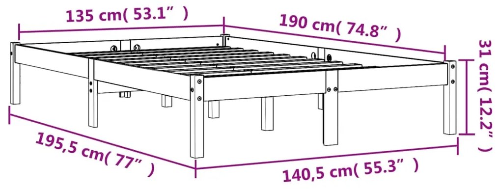 Giroletto Marrone Cera 135x190 cm in Legno Massello di Pino