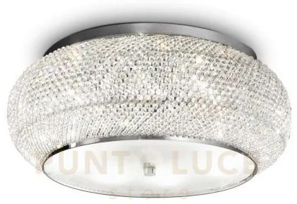 Pasha' lampadario da soffitto 10 luci attacco e14 con cristalli cromo