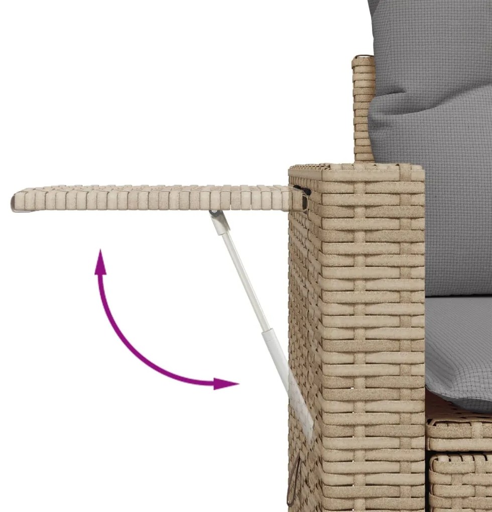 Set divano da giardino 8 pz con cuscini beige in polyrattan