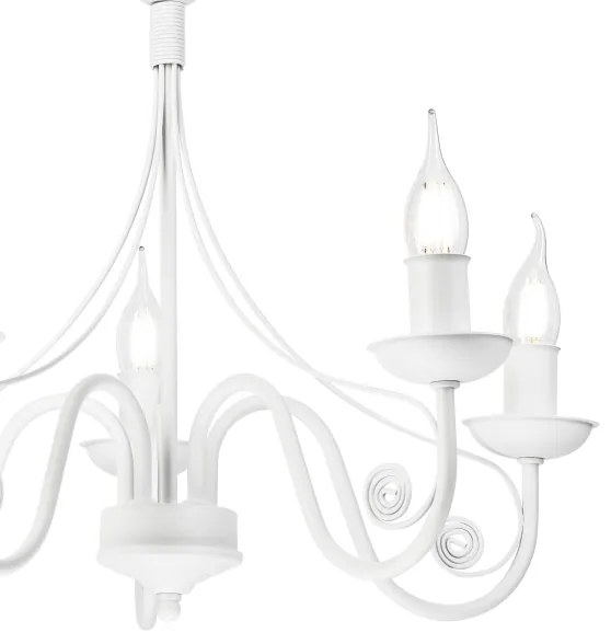 Lampadario a sospensione con catena DONATO 5xE14/40W/230V bianco