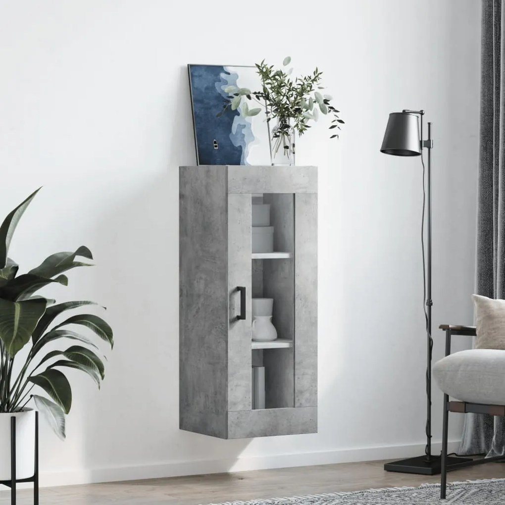 Mobile a parete grigio cemento 34,5x34x90 cm
