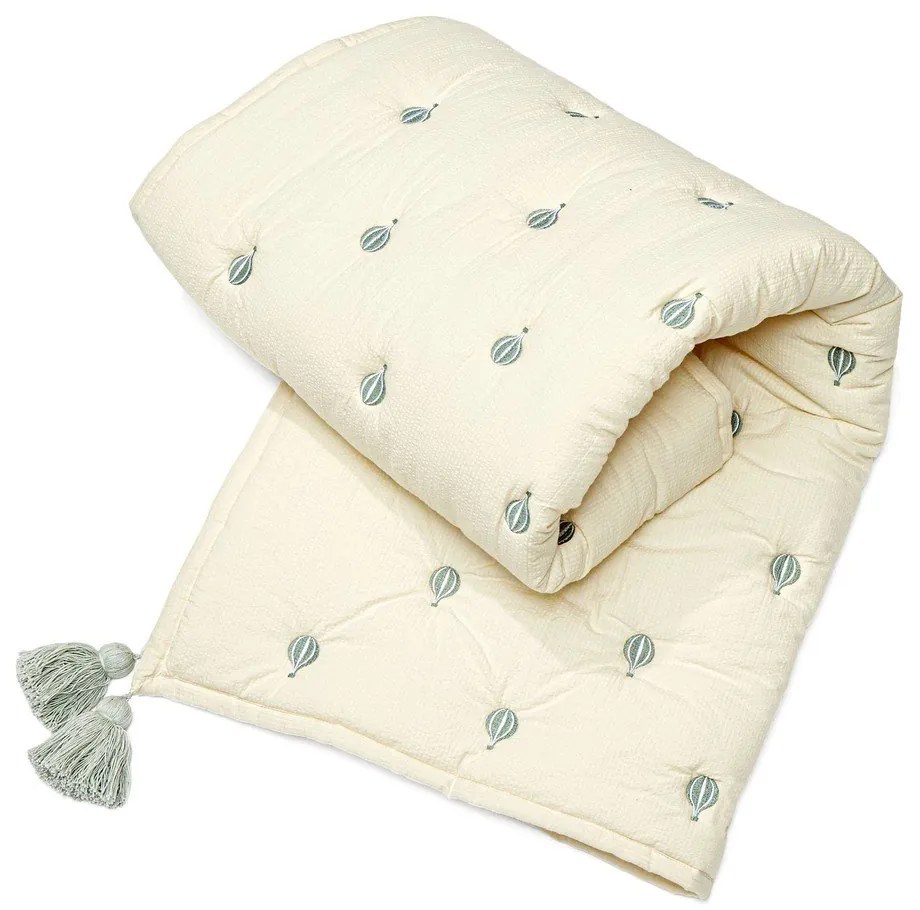 Coperta per bambini giallo chiaro/blu in cotone organico trapuntata 90x120 cm Balloon – Cam Cam Copenhagen