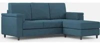 Divano 3 Posti con Pouf 208x155x85 cm Marrak in Tessuto Avio