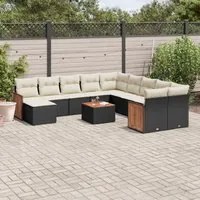 Set Divani da Giardino 12 pz con Cuscini Nero in Polyrattancod mxl 116657