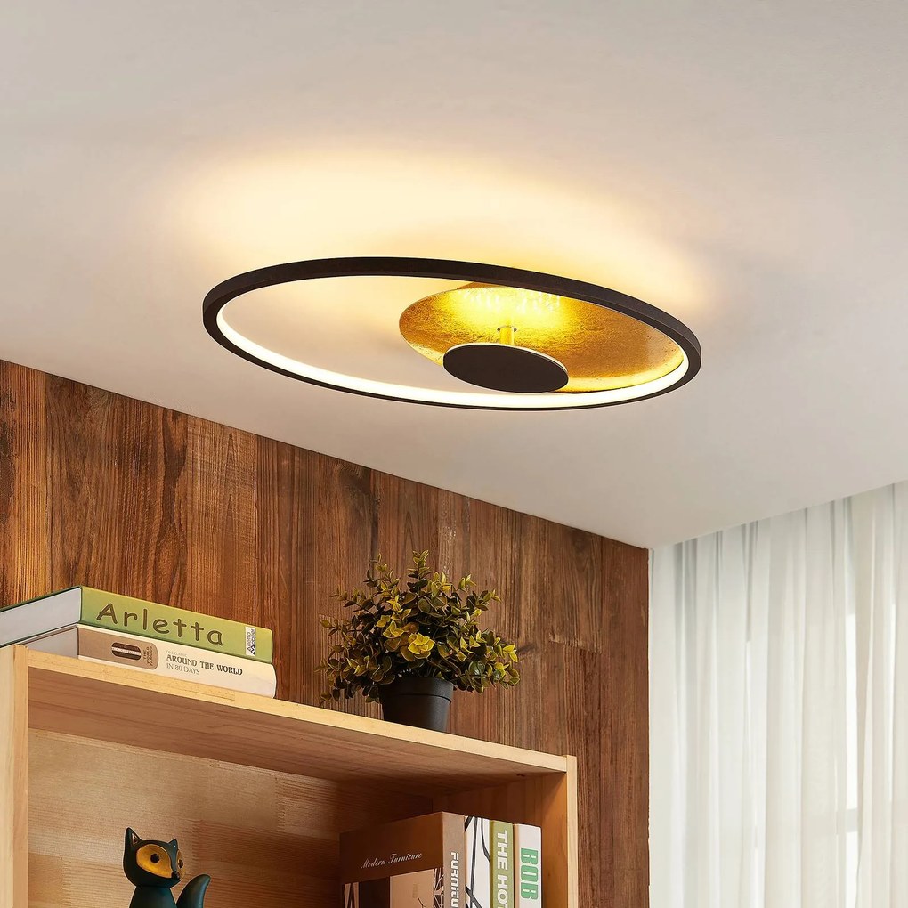 Plafoniera LED Lindby Feival, 61 cm, ruggine/oro, dimmerabile