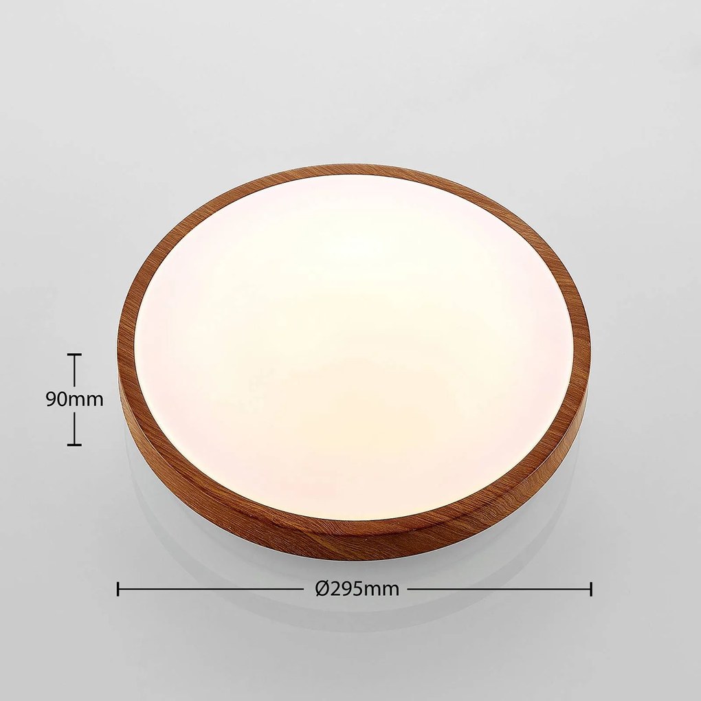 Lindby Mendosa plafoniera LED, look legno, rotonda