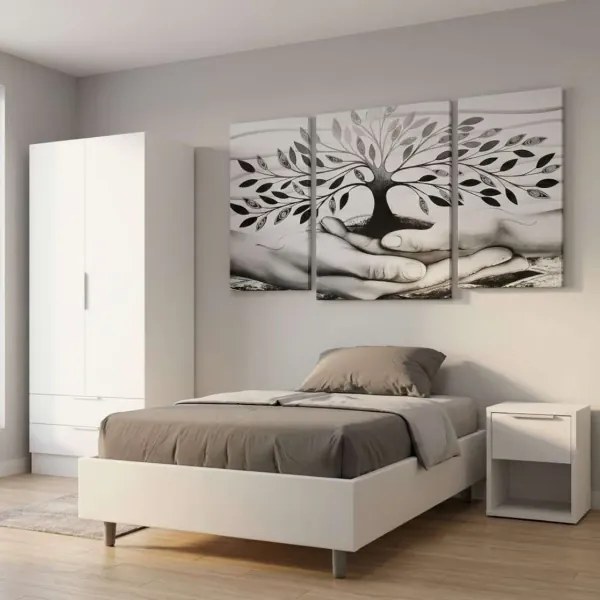 Cassettiera in legno Tikon 36x45 cm con Cassetto e Vano Giorno Laccato Bianco