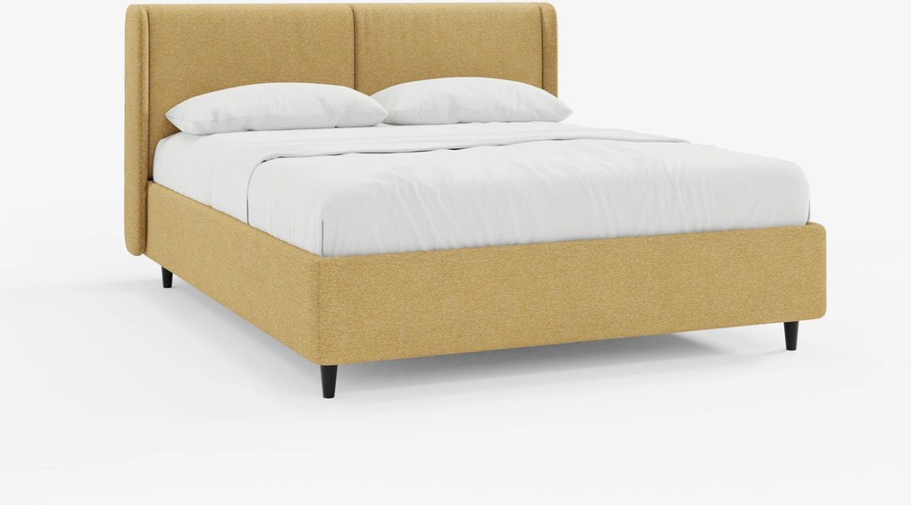 VALKIRIA letto di design con vano contenitore e testiera avvolgente - 2 cuscini imbottiti e tessuto Oeko-Tex®