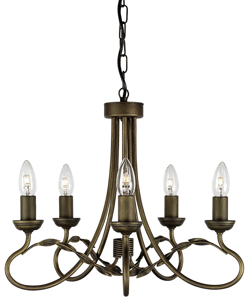 Lampadario Classico Olivia Metallo Oro 5 Luci E14