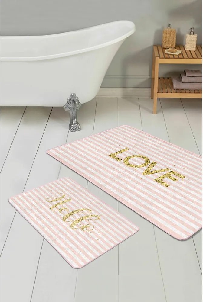 Set di tappetini per il bagno in velluto rosa 2 pz 60x100 cm Love – Mila Home