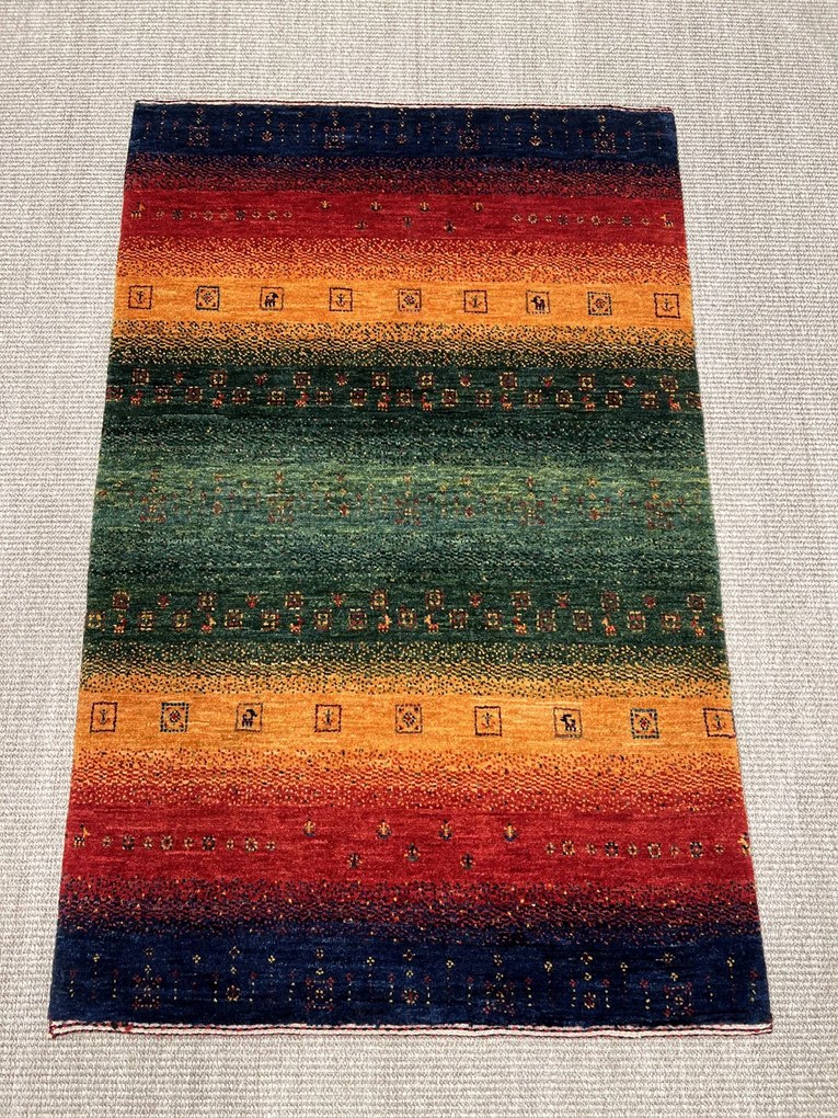 Loribaft Tappeto persiano 80x120 Verde (Iran) Annodato A Mano
