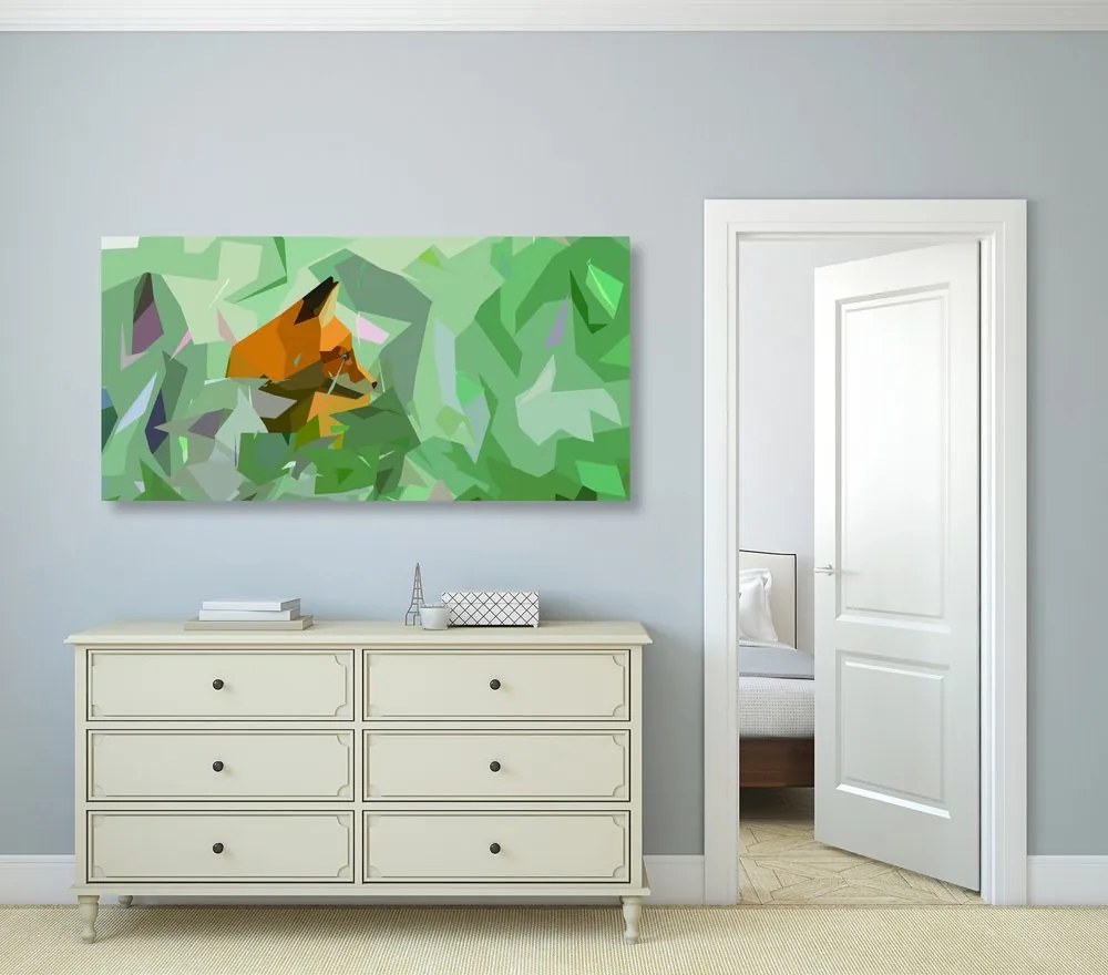 Quadro su tela – Volpe con elementi astratti