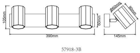 Globo 57918-3B - Faretto JAMES 3xGU10/25W/230V nero