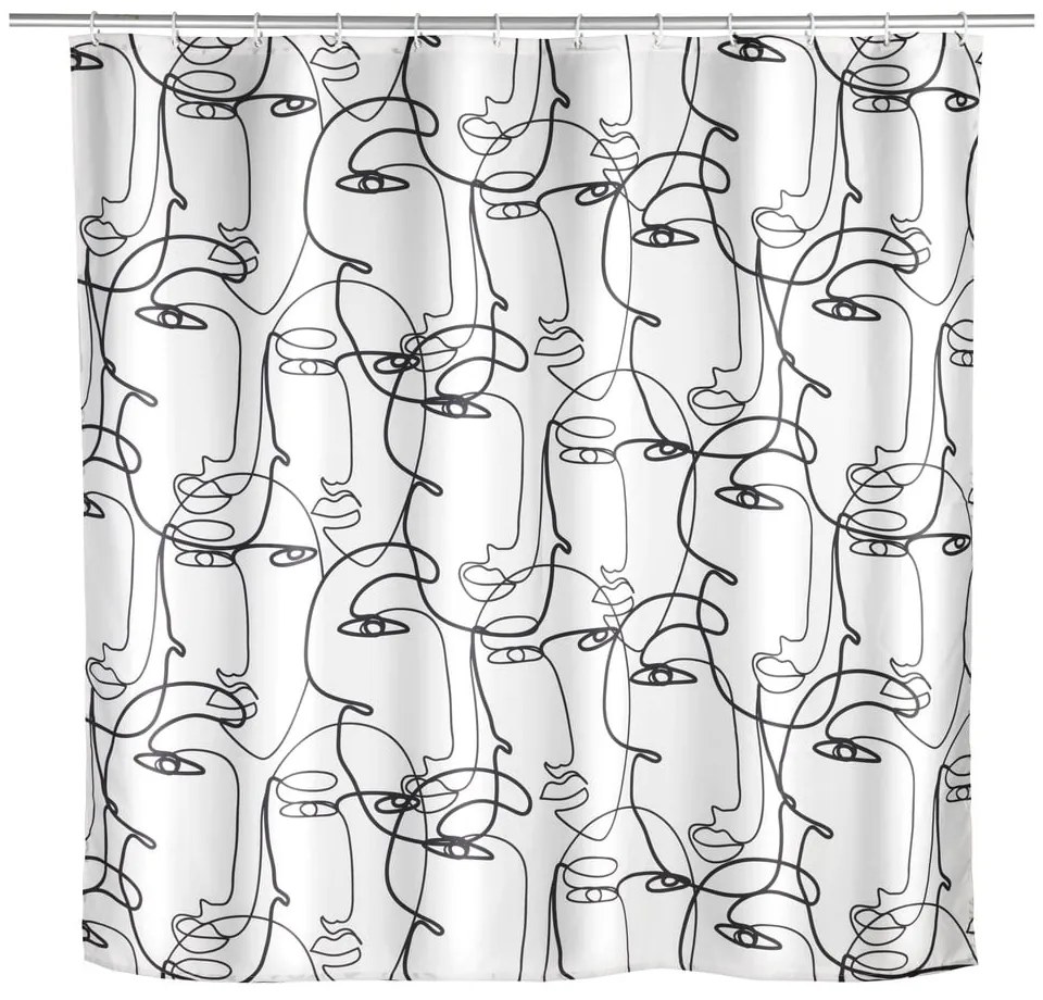 Tenda da doccia bianca e nera Faces - Wenko