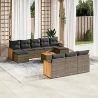 Set Divani da Giardino 11 pz con Cuscini in Polyrattan Grigio 3260506