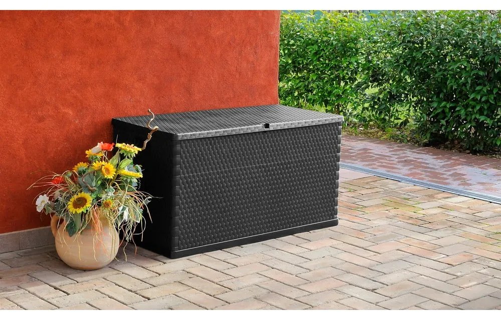 Cassetta portaoggetti da giardino grigio scuro Rattan - Toomax