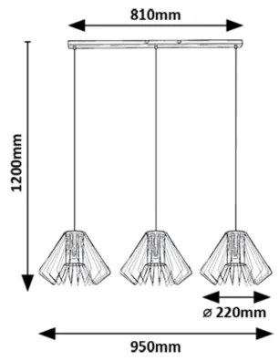 Rabalux 72371 - Lampadario a sospensione con filo EMERENCIA 3xE27/40W/230V