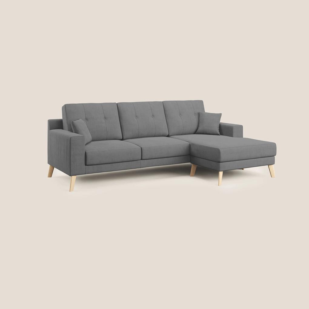 Danish divano angolare REVERSIBILE in tessuto morbido impermeabile T02 grigio X