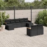 Set Divani da Giardino 9 pz con Cuscini Nero in Polyrattancod mxl 90318