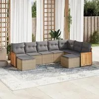 Set Divano da Giardino 9 pz con Cuscini Beige in Polyrattan 3228222