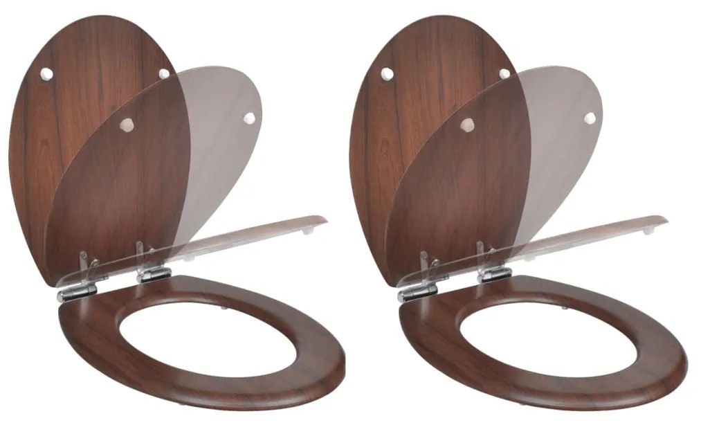 Copriwater A Chiusura Ammortizzata 2 Pz İn Mdf Marrone /