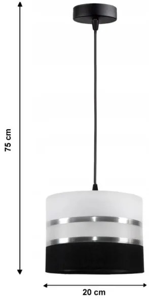 Lampadario a sospensione con filo CORAL 1xE27/60W/230V bianco e nero