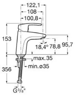 Roca A5A3298C00 - Miscelatore monocomando per lavabo MONODIN 15,3 cm, cromo lucido