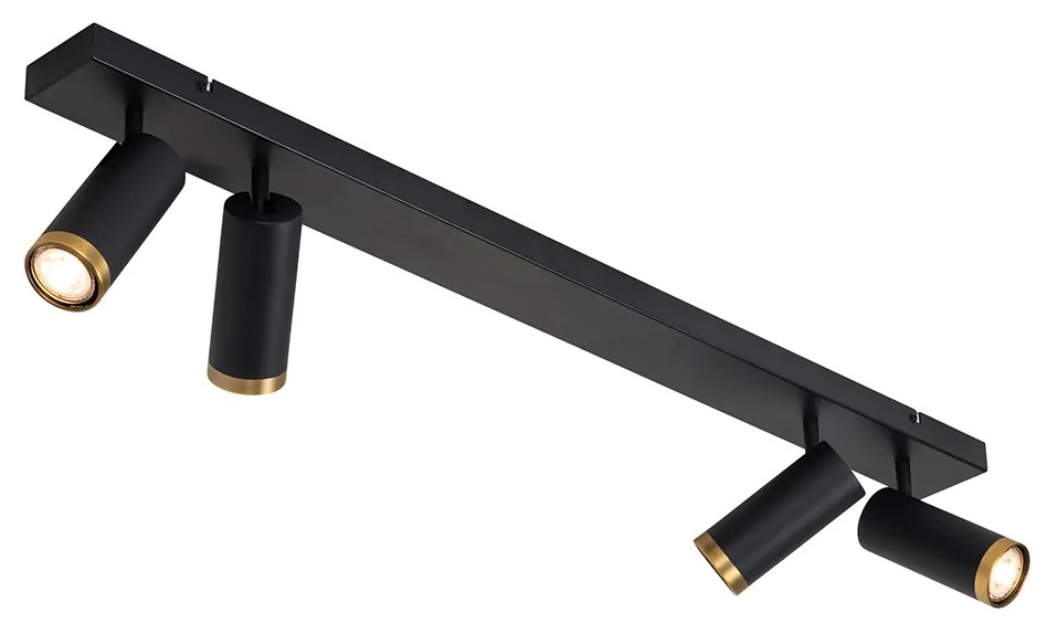 Faretto da soffitto moderno nero con bronzo 4 luci orientabile - Renna