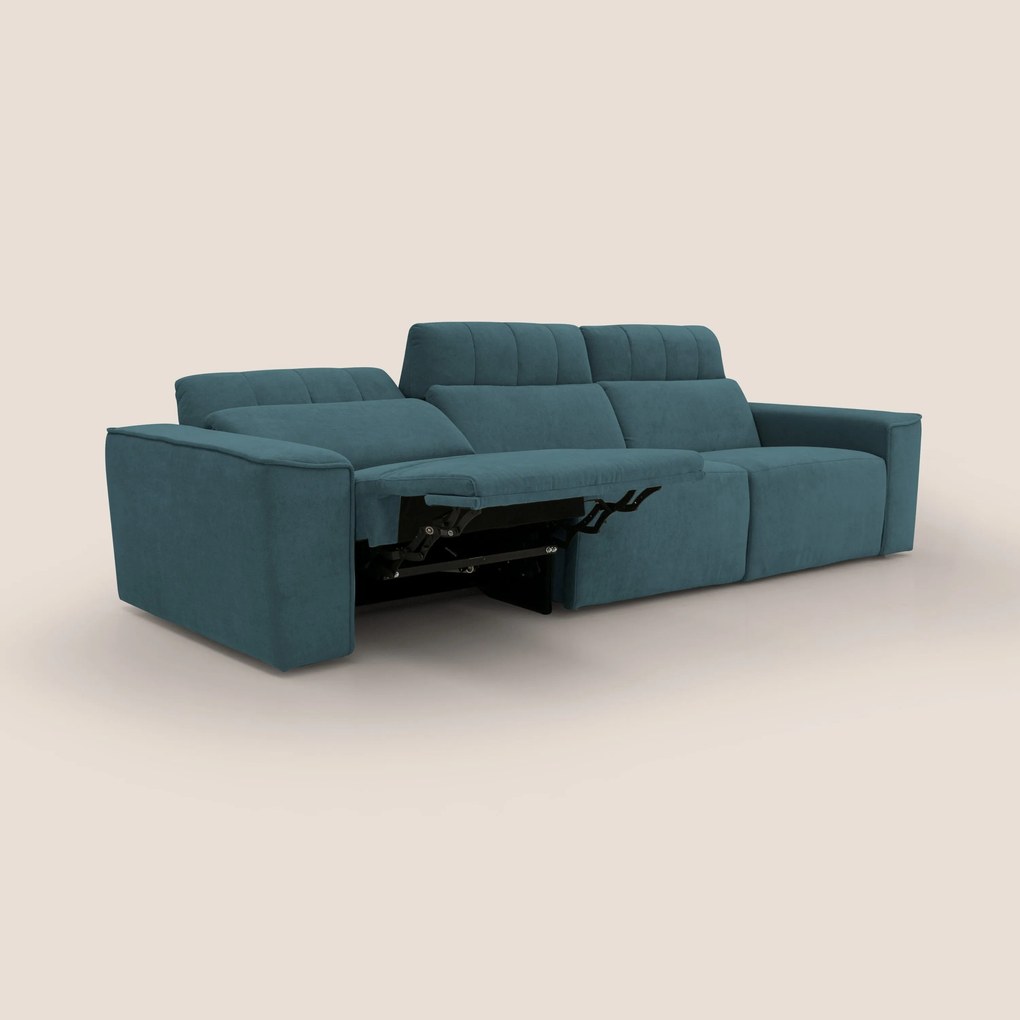 Clark Divano modulare 3 sedute con opzione relax elettrico in tessuto smacchiabile impermeabile T17 petrolio