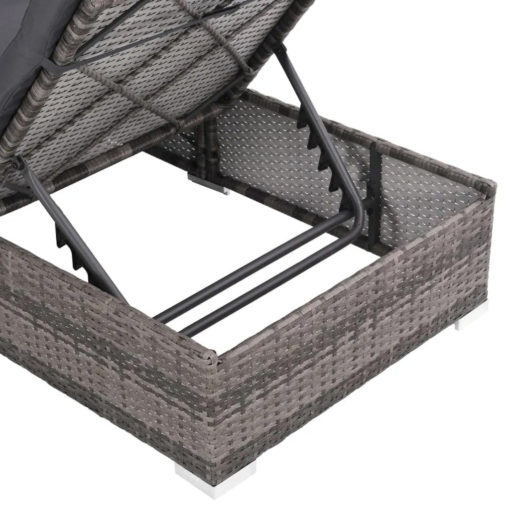 Set divani da giardino 3 pz con cuscini in polyrattan grigio