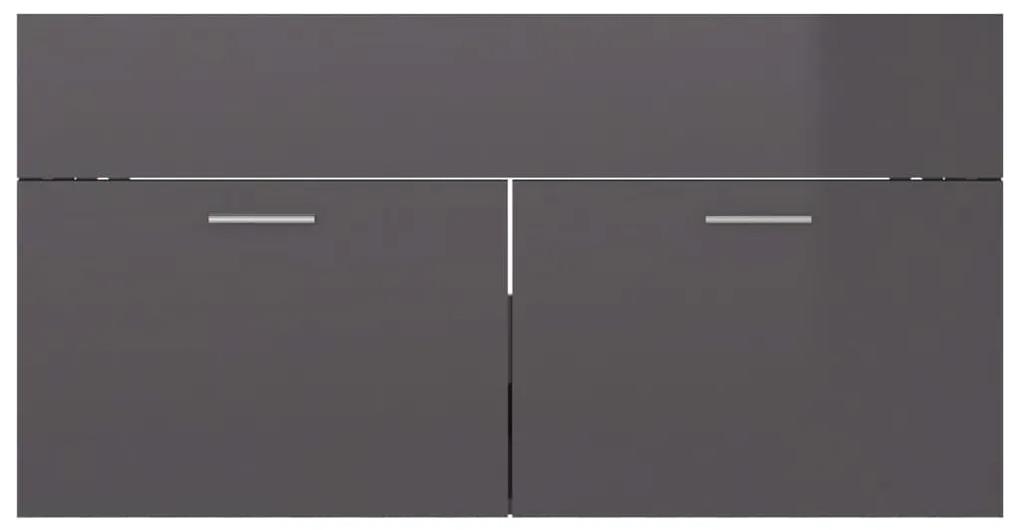 Mobile sottolavabo grigio lucido 90x38,5x46 cm in truciolato