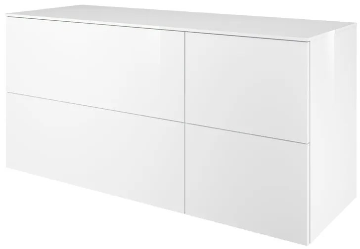 Mobile da bagno sotto lavabo Neo  laccato lucido L 135 x H 65 x P 48 cm 4 cassetti, lavabo non incluso